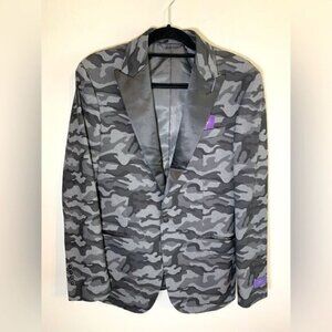NWT Tallis Dark Gray Camo Suit Blazer size 38r